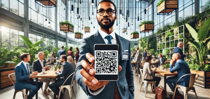 QR Digital Business Card in South African Professional's Hand