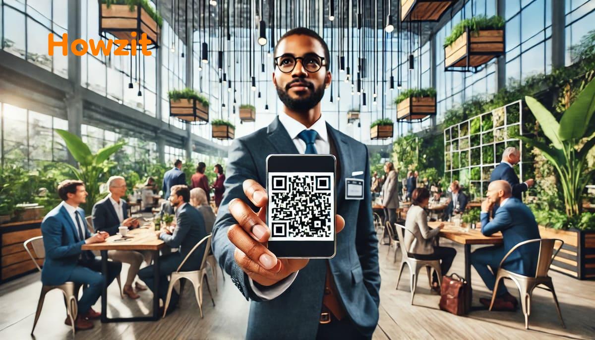 QR Digital Business Card in South African Professional's Hand